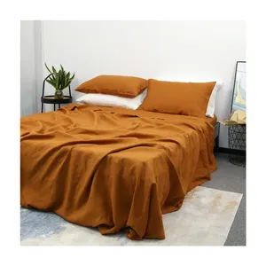 Pháp Linen Bán Buôn 100% Lanh Bộ Đồ Giường Sang Trọng 5 Sao Khách Sạn Linen Bed Sheet Sets