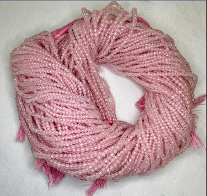 Cuentas facetadas de cuarzo rosa natural de 15 pulgadas, forma de bola redonda, para joyería como pulseras y tobilleras para mujer, 1 hilo completo de gemas - Product Image 1
