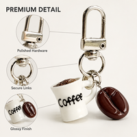 Porte-clés miniature en forme de tasse à café, breloque en résine, pendentif grain de café simulé, accessoires pour sac à main et porte-clés