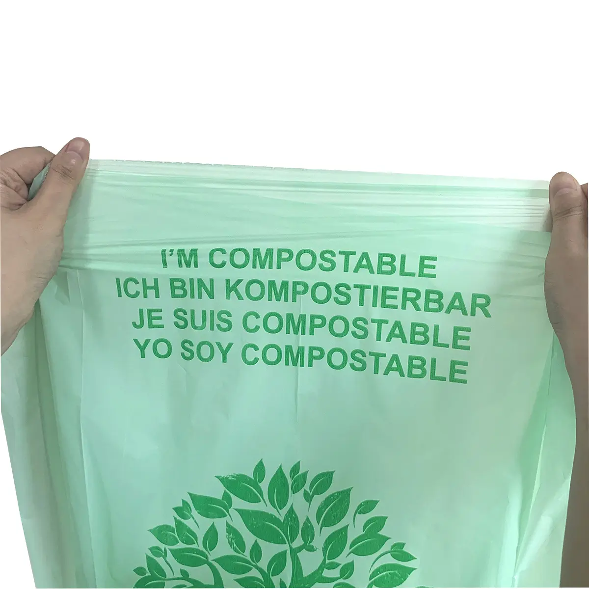 Wholesale custom kitchen trash liners packaging Flat biodegradable food cornstarch garbage bags compostable waste bag