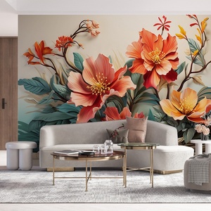Papel Tapiz Floral 3D para Decoración de Paredes de Sala de Estar, Mural de Hojas y Flores - Product Image 1