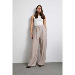 Pantalon large en modal taille haute en crêpe beige respirant pour femme - Product Image 4