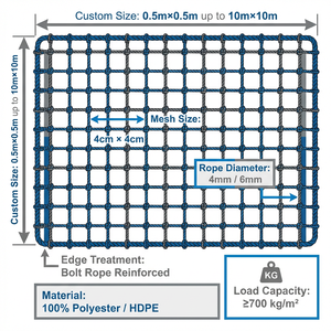 Red <span class=keywords><strong>de</strong></span> Seguridad para Hamaca Personalizada, Colorida, para Interiores, Red <span class=keywords><strong>de</strong></span> Malla Suspendida, Tejida sin Nudos, para Niños y Adultos, con Capacidad <span class=keywords><strong>de</strong></span> Carga <span class=keywords><strong>de</strong></span> 700 kg/m² - Product Image 6