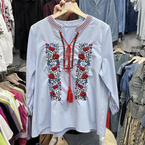 GX-2026 Nouvelle Blouse à Manches Longues à Col Rond Brodée et Perlée de <span class=keywords><strong>Style</strong></span> <span class=keywords><strong>Bohème</strong></span> pour Femmes - Product Image 4