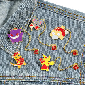 卡通创意个性新年系列神奇宝贝胸针精神鸭Gengar金属徽章数码雕刻技术配件 - Product Image 3