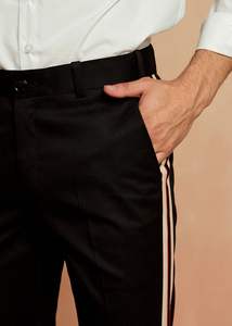 Pantalon décontracté pour homme, taille mi-haute, coupe slim, jambe droite, en viscose écologique, avec braguette zippée, infroissable, en tissu peigné coloré - Product Image 2