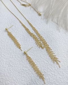 Ensemble de bijoux fins en or véritable 18 carats Xinfly, jolies boucles d'oreilles et collier pour femmes, cadeau idéal pour une fête - Product Image 2
