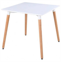 Table à manger rectangulaire contemporaine, design durable, respectueuse de l'environnement, pieds en bois massif, plateau en MDF blanc, pour hôtel, appartement, 4 places