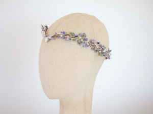 تاج زفاف فاخر مصنوع يدويًا من نيانكان للنساء، تاج زهري بلون اللافندر، تاج كريستالي على شكل عصابة رأس للعرائس - Product Image 5