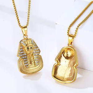 Iced Out Cz para hombre rey <span class=keywords><strong>egipcio</strong></span> TUT Faraón colgante oro <span class=keywords><strong>copto</strong></span> Ankh Cruz encanto Jesús pieza joyería León colgante Punk Rock - Product Image 5