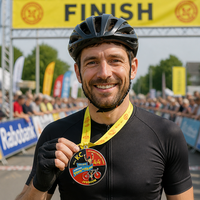 Medalla Deportiva Personalizada de Ciclismo con Diseño 2D/3D, Borde Plateado Esmaltado, para Eventos de Ciclismo, Premio Deportivo, Aleación de Zinc, Cinta