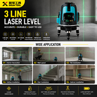 Niveau laser industriel 3D 360° 4D à faisceau vert super lumineux, 5 points, auto-nivelant, 3 m