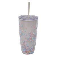 Gobelet à paille en plastique à double paroi 710 ml, grande capacité, pour l'été, pour filles et étudiants, tasse à jus à boire directement