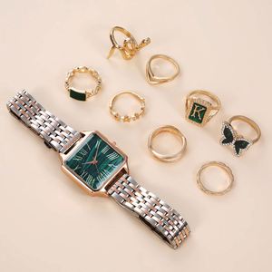 Ladies Watch Small Green Watch Steel Band Quartz Watch + Ring <b>Set</b> <b>Gift</b> Box Wrapped Holiday Women's <b>Gift</b> <b>Set</b> - Product Image 3