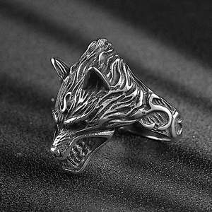 Anillo de Acero Inoxidable con Diseño de Hombre Lobo, Estilo Hip Hop, Bisel con Incrustaciones, Accesorios para Motociclistas y Vikingos, Joyería - Product Image 3