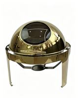 Recipiente para Calentar Comida Tipo Buffet de Acero Inoxidable Dorado con Ventana de Vidrio para Hotel, Banquete, Restaurante, Venta al por Mayor, Colores Personalizables