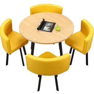 Mobiliário redondo com 4 cadeiras, design de mesa de café loja com 4 cadeiras