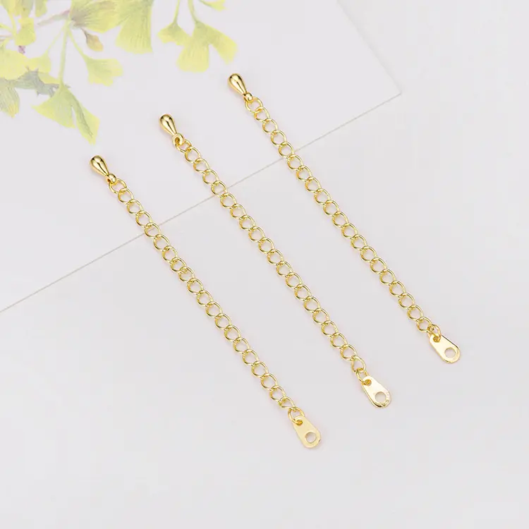 Factory Wholesale High Quality Copper 14k Gold Plated Tail Chain Extension Chain for Bracelet Necklace Making