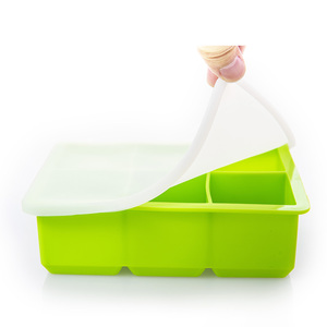 OEM Silicone vassoio di ghiaccio 6 grandi cubi quadrati con coperchio, lavastoviglie a fusione lenta stampo di ghiaccio - Product Image 2