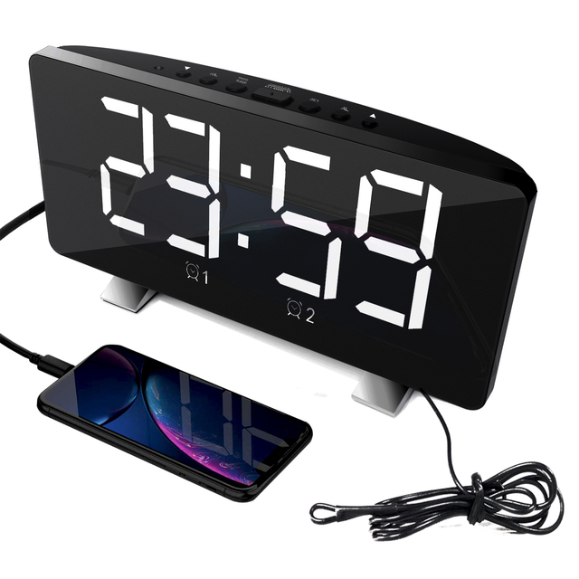 ESUN Patent Large LED Display Digital Alarm Clock With USB Port