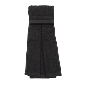 Serviette de football personnalisée en coton noir pour terrain de sport avec votre logo - Product Image 1