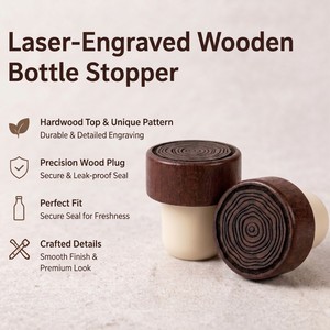 Tapón de Corcho Sintético con Parte Superior de Madera y Logotipo Personalizado WeWood de Vietnam, Cierre Seguro para Botellas de Licor - Product Image 2