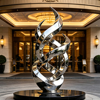 Sculpture abstraite moderne torsadée de 210 cm, statue en acier inoxydable pour hôtel, place publique, art courbé, sculpture extérieure en acier inoxydable, décoration d'entrée de luxe
