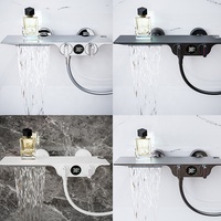 Affichage de la température Bain Douche Mélangeur Laiton Noir Chaud Froid Pluie Robinet De Douche pour Toilette Baignoire