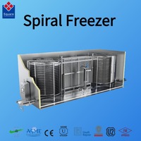 Congélateur spirale à soufflerie en acier inoxydable SUS304, entièrement soudé, conception hygiénique, tunnel IQF pour ligne de production de pâtes et de pâtisseries