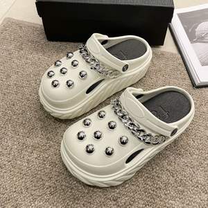 Sandales Babouche Femme Ouverte de haute qualité Teniss Sandales à plateforme en métal et perles plates pour femmes - Product Image 3