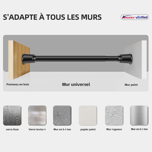 ARODDY <span class=keywords><strong>Tringle</strong></span> à Rideaux Sans Perçage 0,7-1,9m, <span class=keywords><strong>Tringle</strong></span> à Rideaux Métallique Extensible à Tension de Ressort pour Fenêtre, Personnalisable - Product Image 5