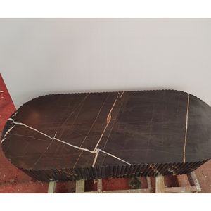 طاولة قهوة بيضاوية عصرية قابلة للتخصيص بسطح من الرخام الطبيعي، أثاث لغرفة المعيشة، للاستخدام في المنزل والفنادق والمطاعم، طاولة قهوة مضلعة - Product Image 4