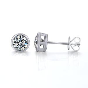 Boucles d'oreilles en or massif 18K 14K 10K avec moissanite VVS, boucles d'oreilles à clous de luxe, bijoux pour femmes, port quotidien, cadeau d'anniversaire - Product Image 1