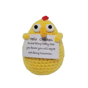 Mini Funny Positive Potato Creative Wool Inspirational Chicken Crochet Doll with Positive Card Birthday Gift Encouragement Decor