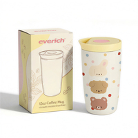 Mug à café écologique de 12 oz en acier inoxydable, tasse à eau isolée avec couvercles à pression verrouillables anti-fuite