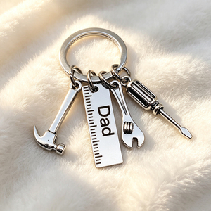 Fishing <b>Couple</b> Charm Keychain, Silver Plated Hook & Fish Pendant Engraved Round Tag for Lovers Anniversary Gift - Product Image 5