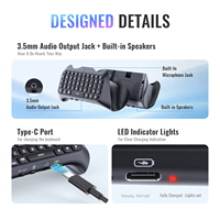 Mini clavier avec haut-parleur intégré, support ergonomique pour la paume de la main, Chatpad, facile à brancher et à utiliser pour la manette PS5