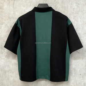 Diseñador de Primavera de retazos personalizados Boxy recortada con cremallera camisetas de algodón de peso pesado camisetas bordadas de gran tamaño para hombres polos - Product Image 2