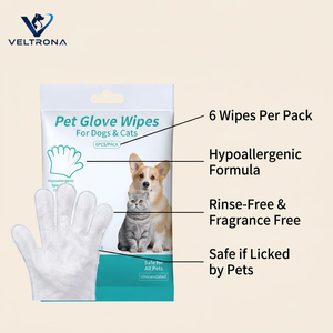 Haustier-Reinigungshandschuhe ohne Waschen und Spülen für Hunde und Katzen, Hypoallergen, Parfümfrei, Sicher zum Lecken, 6er-Pack, Tragbare Pflegehandschuhe - Product Image 3
