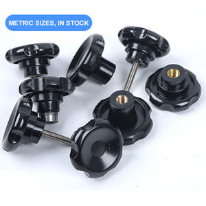 Bouton <span class=keywords><strong>de</strong></span> serrage en bakélite à <span class=keywords><strong>tête</strong></span> noire ondulée <span class=keywords><strong>de</strong></span> 50 mm avec filetage femelle M12 en plastique bakélite - Product Image 5