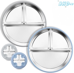 カスタム環境に優しいステンレス鋼吸引ベビープレート耐久性のある安全滑り止め赤ちゃんに最適 - Product Image 3