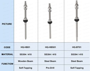 M10 M12 200/250/300/350 Mm Thép Không Gỉ Năng Lượng Mặt Trời Móc Áo Bu Lông PV Đôi Chủ Đề Tự Khoan Vít - Product Image 3