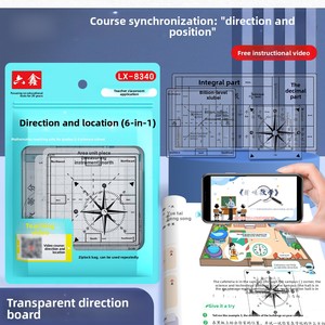 Set 6-in-1 Direzione e Posizione: Tabellone Direzionale Trasparente, Ausilio Didattico per la Scuola Primaria, <span class=keywords><strong>Matematica</strong></span>, Comprendere il Nord-Est - Product Image 1