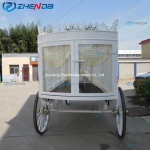 Charrette funéraire blanche auto-conçue / Chariot de cercueil moderne / Carrosse funéraire tiré par des chevaux - Product Image 6