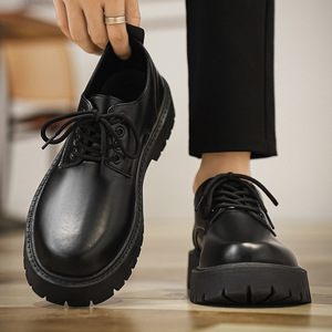 Chaussures Derby pour Hommes, Style Business, Automne, Bout Rond, Casual, Tendance, Chaussures de Mariage, Nouvelles Chaussures en Cuir à Semelle Épaisse Rehaussante - Product Image 2