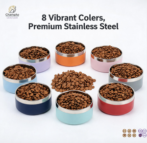 Insulated Stainless Steel Smart Double-Layer <strong>Large</strong> Capacity Anti-Slip Anti-Knock Rounded Pet Food <strong>Bowl</strong> for Cats <strong>Dogs</strong> Small - Product Image 1