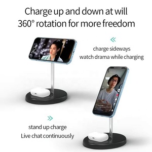 Hot bán 2-<span class=keywords><strong>in</strong></span>-<span class=keywords><strong>1</strong></span> từ không dây nhanh chóng sạc trạm 15W linh hoạt bàn văn phòng không dây sạc đứng điện thoại di động chủ - Product Image 3