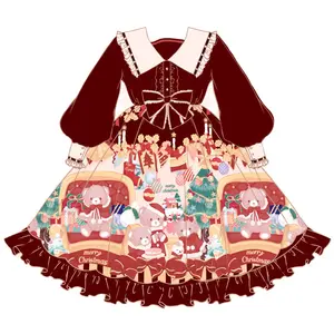 2022 mode noël Lolita robe douce mignon taille haute noël Lolita robe princesse robe