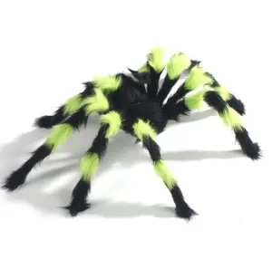 Decoraciones de Halloween personalizadas de alta calidad, accesorios de Horror de felpa, Araña, patas plegables animadas vívidas, venta al por mayor