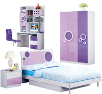 Ensemble de meubles de chambre à coucher pour enfants en MDF rose bon marché de style princesse moderne